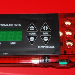 Part # 183D6012P003, WB27K10143 GE Gas Oven Electronic Control Board (used, overlay fair - Black/Red)
