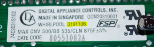 Part # 9752355CT, 3191106 Kitchen-Aid Oven Control Panel And Control Board (used, overlay good)