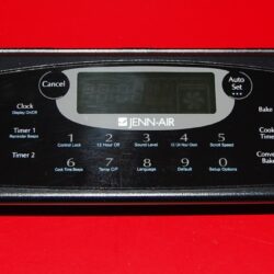 Part # 74005742 | WP74007221-60 - $275 Jenn-Air Oven Control Panel And Control Board (used, overlay good - Black)