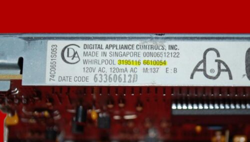 Part # 3195116 | 6610054 | Whirlpool Gas Oven Control Board (overlay good - Bisque)