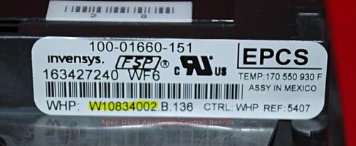 Part # W11122539 | W10834002 | Whirlpool Oven Control Board (overlay fair - Dark Gray)