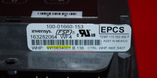 Part # W10834001 Whirlpool Oven Electronic Control Board (Used Overlay Good - Black)