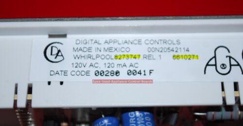 Part # 8273747, 6610271 Whirlpool Oven Electronic Control Board (used, overlay good - black)