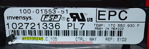 Part # WPW10476387 | W10236246 | Whirlpool Oven Control Board (overlay good - Black)