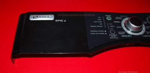 Part # W10117393, W10117417 Maytag Dryer Control Panel And Control Board (used, overlay fair - Black)