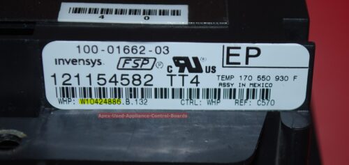 Part # W10424886 Whirlpool Oven Electronic Control Board (used, overlay fair - Dark Gray)