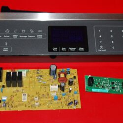 Part # W10861738, WP10532438, W10412514, W10518560, W1035722 Whirlpool Microwave Oven Control Panel And Boards (used, overlay good - Stainless Steel/ Gray)