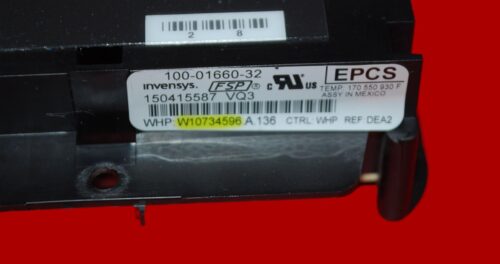 Part # W10734596 Whirlpool Oven Electronic Control Board (used, overlay good - Dark Gray)