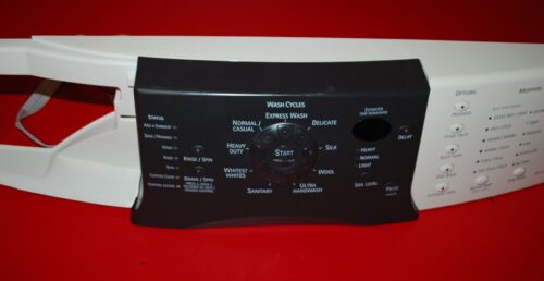 Part # 8181832, 8181699 Kenmore Front Load Washer Control Panel And User Interface Board (used, overlay fair - Bisque/Black)