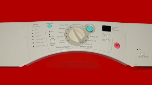 Whirlpool Dryer Console And Control Board 3979788 | W10838693 | OEM Used Tested (used, condition fair - Bisque)