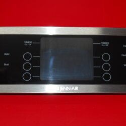 Part # 74011965, 8507P264-60, WP74009716 Jenn-Air Oven Control Panel And Board (used, overlay good - Stainless Steel/Black)