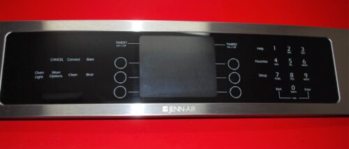 Part # 74011965, 8507P264-60, WP74009716 Jenn-Air Oven Control Panel And Board (used, overlay good - Stainless Steel/Black)