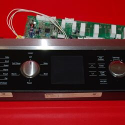 Part # 0684619, 00686560, 00655356, 00663802 Bosch Oven Range Control Panel And Boards (used, overlay good -Stainless Steel/Black)