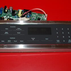 Part # WB56X23723, WB27X25554, WB27X29602 GE Oven Panel And Control Board (used, overlay good - Stainless Steel/Gray)