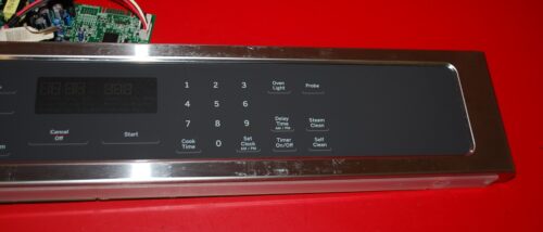 Part # WB56X23723, WB27X25554, WB27X29602 GE Oven Panel And Control Board (used, overlay good - Stainless Steel/Gray)
