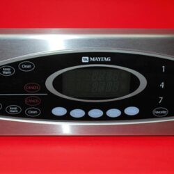 Part # 5765M443-60, 8507P320-60 Maytag Oven Control Panel And Board (used, overlay good - Stainless Steel/Black)