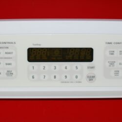 Part # WB36T10555, WB27T10399 GE Oven Control Panel And Board (used, overlay good - Bisque/White)