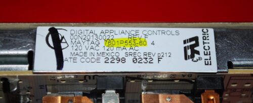 Part # 7601P553-60, WP5701M556-60 Maytag Oven Electronic Control Board (used, overlay poor - Bisque)