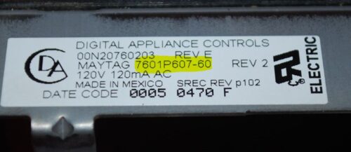 Part # 7601P607-60, 12001661   Maytag Oven Electronic Control Board (used, overlay poor - Black)
