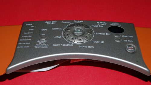 Part # 3980639 | 8559430 | Kenmore Dryer Control Panel And User Interface Board (used, condition fair - Orange/Silver)