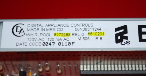 Part # 8272488, 6610201 Whirlpool Oven Electronic Control Board (used, overlay fair - Bisque)