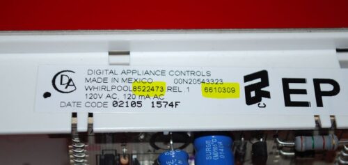 Part # 8522473, 6610309 Whirlpool Oven Electronic Control Board (used, overlay good - White)