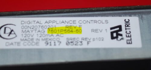 Part # 7601P564-60, 12001661 Maytag Oven Electronic Control Board (used, overlay fair - Black)