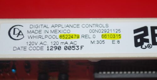 Part # 8522479, 6610315  Whirlpool Oven Electronic Control Board (used, overlay fair - Yellow)