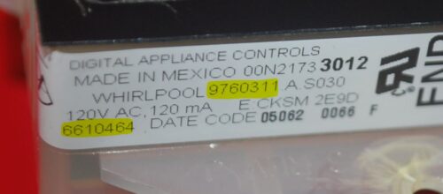 Part # 9760311, 6610464 Whirlpool Oven Electronic Control Board (used, overlay good - Black)