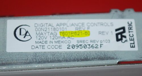 Part # 7601P621-60,  5701M406-60  Maytag Oven Electronic Control Board (used, overlay fair - White)