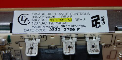 Part # 7601P552-60, 5701M509-60 Maytag Gas Oven Electronic Control Board (used, overlay fair - Bisque)