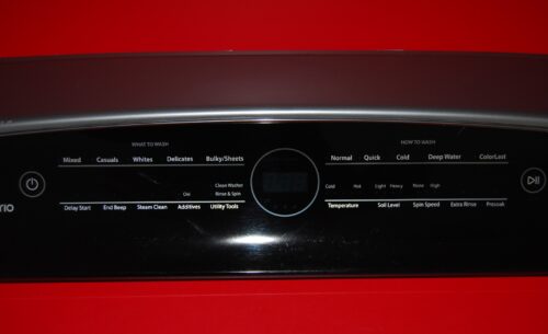 Part # W10838672 Whirlpool Washer Control Panel (used, condition fair - Black)