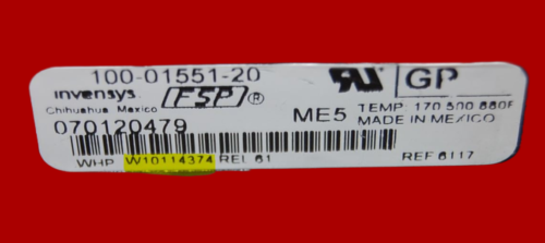 Part # W10114374 Whirlpool Gas Oven Electronic Control Board (used, overlay good - Black)