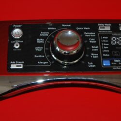 Part # WH12X25837, 275D1536G116 GE Front Load Washer Panel And User Interface Board (used, condition fair - Red)