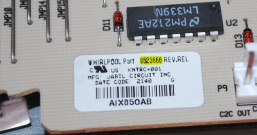 Part # 8523666   Whirlpool Gas Oven Electronic Control Board (used, overlay fair - Bisque)