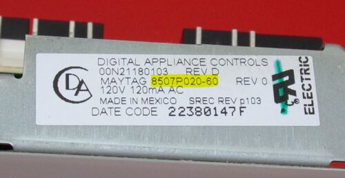 Part # 8507P020-60, WP5701M406-60 Maytag Oven Electronic Control Board (used, overlay fair - Bisque)