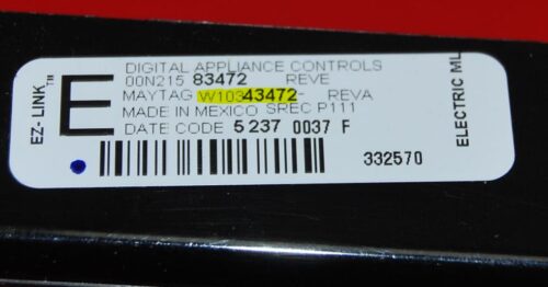 Part # W10343472, 8507P304-60   Maytag Oven Electronic Control Board (used, overlay fair - Black)