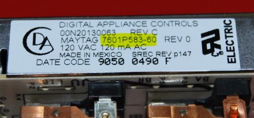 Part # 7601P583-60 Maytag Oven Electronic Control Board (used, overlay fair - Dark Gray)