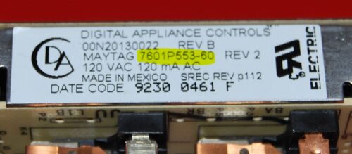 Part # 7601P553-60 | 5701M556-60 - Maytag Oven Control Board (used, overlay good - Almond)