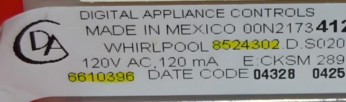 Part # WP6610451 | 6610396 | 8524302 | Whirlpool Gas Oven Control Board (overlay fair - Yellow)
