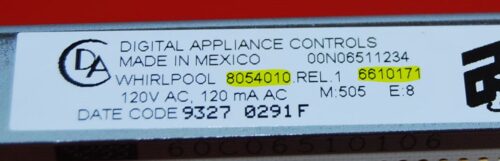 Part # 8054010, 6610171   Whirlpool Oven Electronic Control Board (used, overlay fair - Yellow)