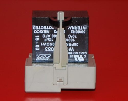 Part # W10448874, 513605032 - Whirlpool Refrigerator Start Relay and Capacitor (used)