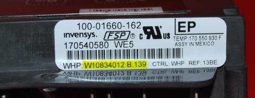 Part # W10834012, W10834012B Whirlpool Oven Electronic Control Board (used, overlay good - Black)