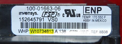 Part # W11122560 | W10734613 | Whirlpool Oven Control Board (overlay good - Dark Gray)