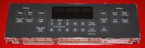 Part # 164D8496G069, WB27T11493 - GE Oven Electronic Control Board (used overlay, Good - Dark Gray)