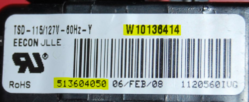 Part # W10136414, 513604050 - Whirlpool Refrigerator Start Relay and Capacitor (used)