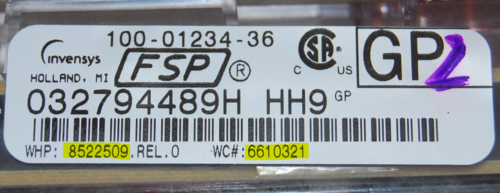 Part # 8522509, 6610321 - Whirlpool Oven Electronic Control Board (used overlay, poor - White)