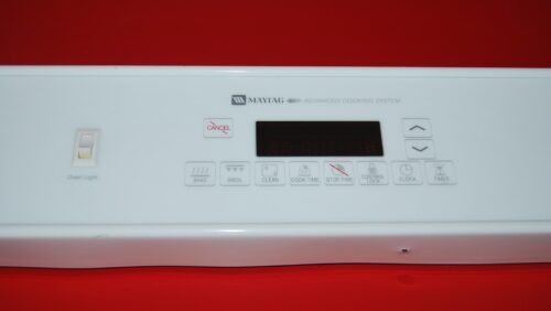 Part # 74006745, 74004941, 74009198 Maytag Oven Control Panel And Board (used, overlay fair - White)
