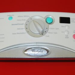 Part # 8182864, 8182785 Whirlpool Front Load Washer Control Panel and User Interface Board (used, condition fair - Bisque)