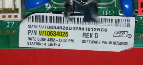 Part # W10634026 Whirlpool Washer Electronics Control Board (used)